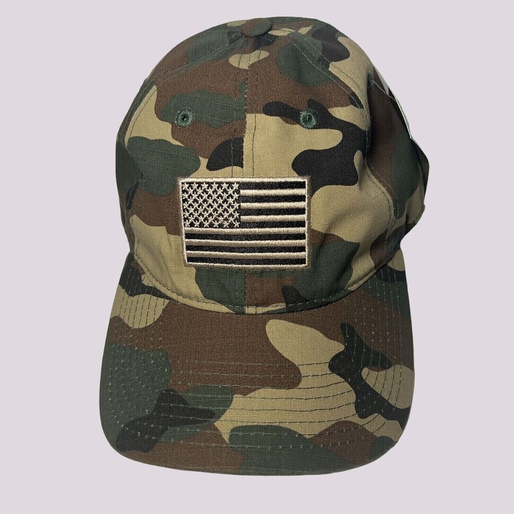 Camo USA US American Flag United States America Ripstop Polo Baseball Hat Cap
